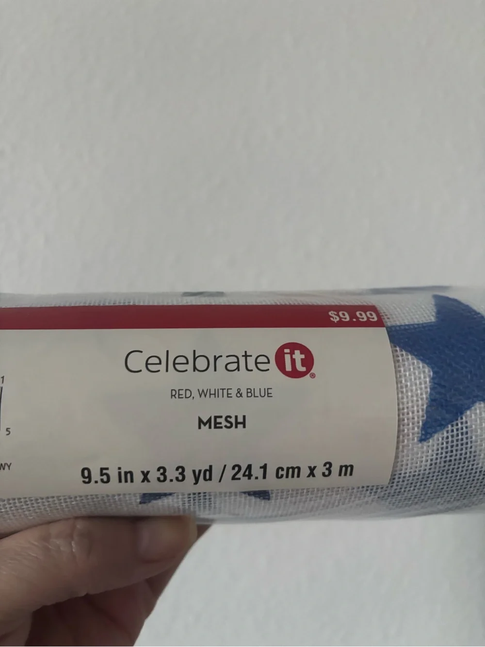 DIY Patriotic Celebrate 250tg Red, Wt Blue Star Mesh Roll Party Décor Final Sale